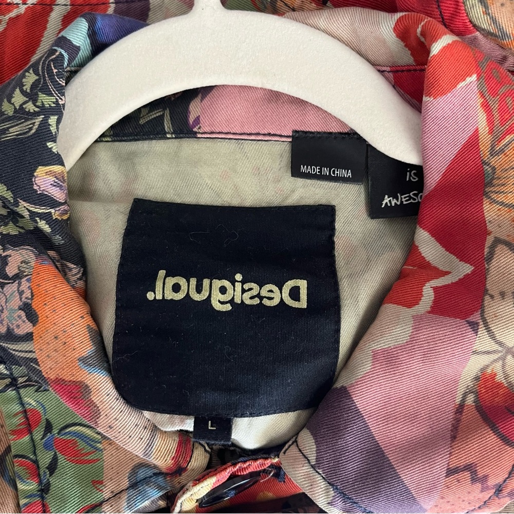 Desigual Patchwork Jacket Size Large Boho Floral … - image 7